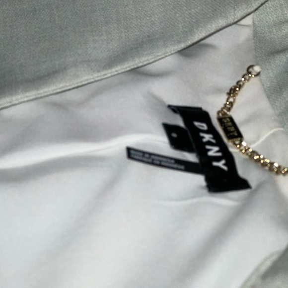 DKNY Women's Collarless Pinstripe One Button Blazer Light Green Size 0🍀 - Picture 7 of 7